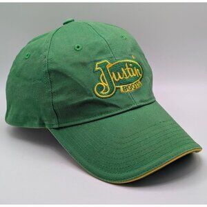 Justin Boots Hat Cap Strap Back Green Yellow Country Western Cowboy Work Wear
